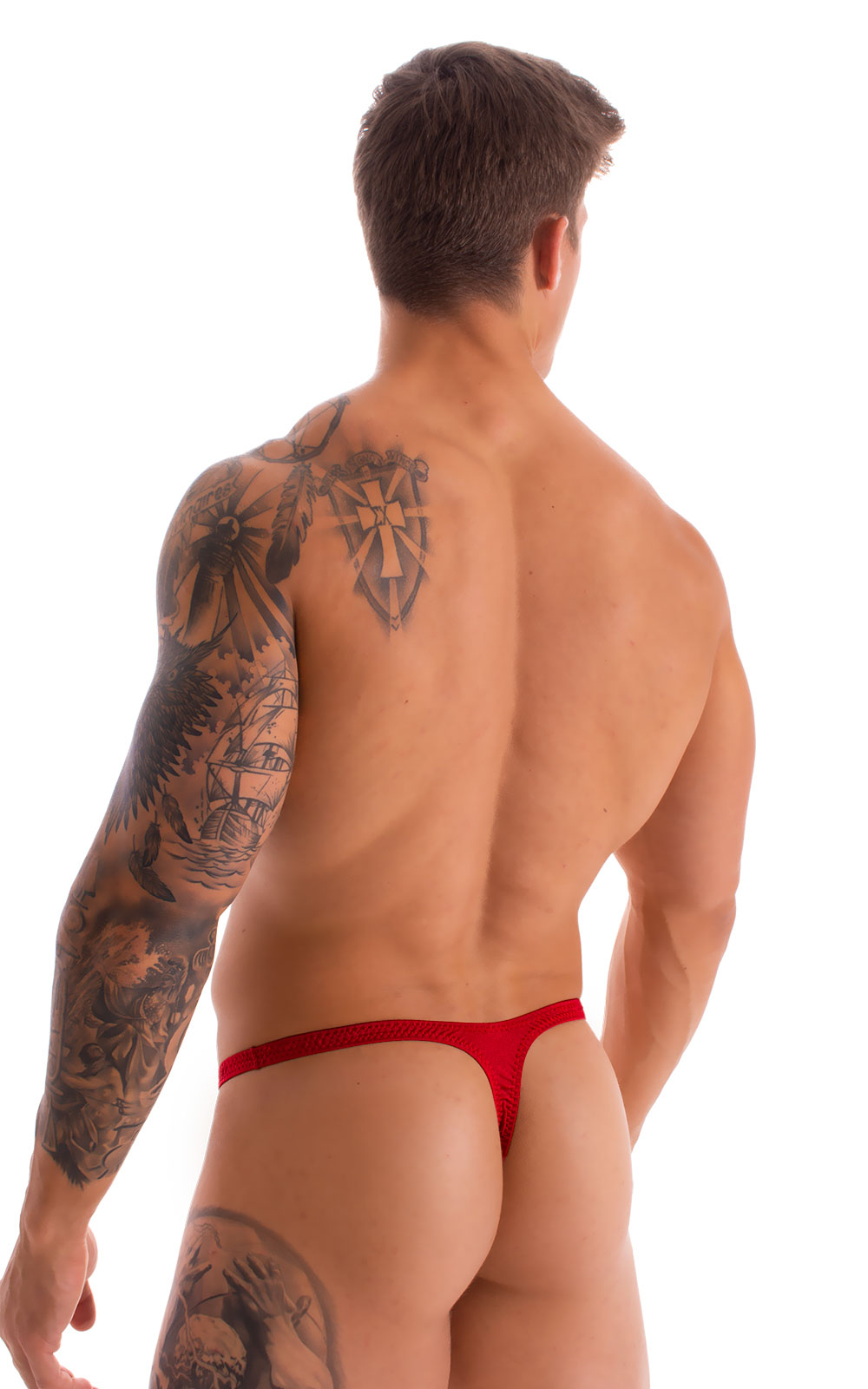 Mens Thong Swimsuit - Bravura Pouch in Ruby Red 2