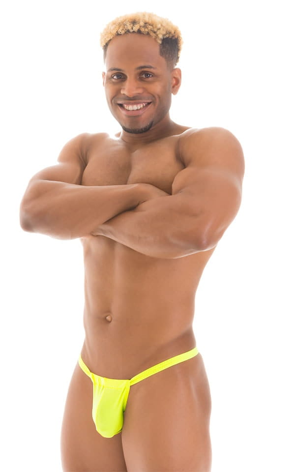 4-Way Adjustable Bikini-Tanga-Micro in Semi Sheer ThinSKINZ  Chartreuse, Front View