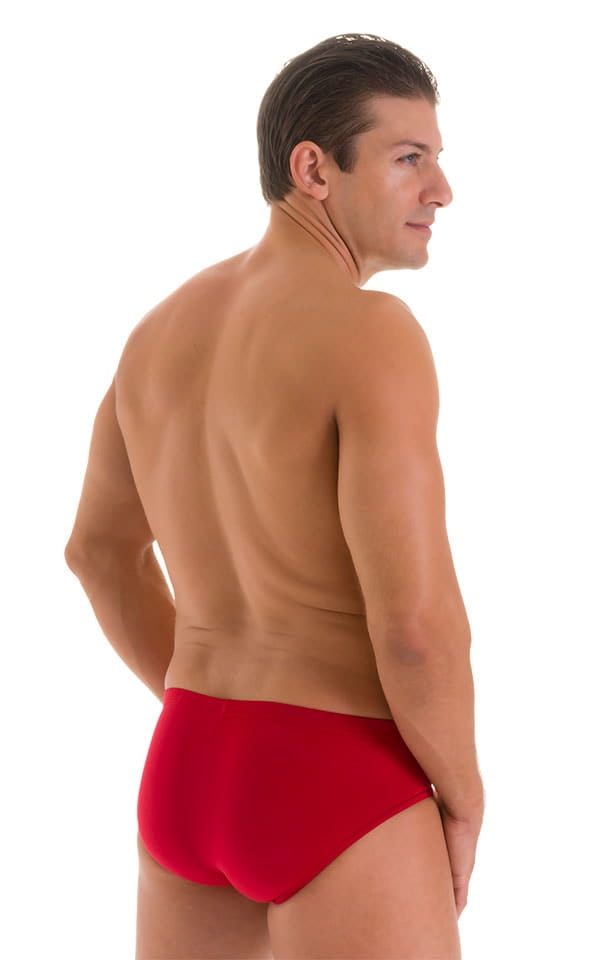 Pouch Brief Swimsuit in ThinSKINZ Lipstick Red, Rear View