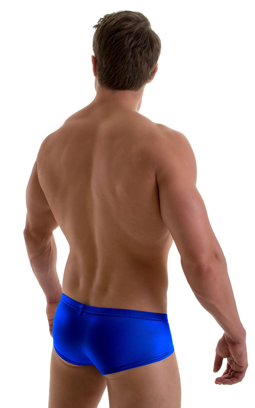 Pouch Enhanced Micro Swim Trunks in Royal Blue, Rear View