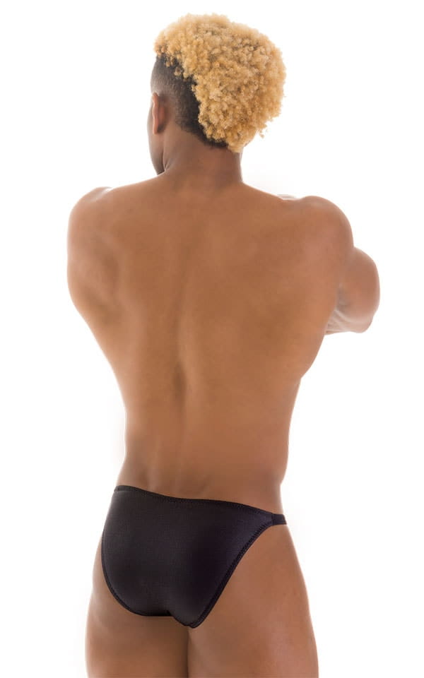 Smooth Front Bikini Bathing Suit in Wet Look Black, Rear View