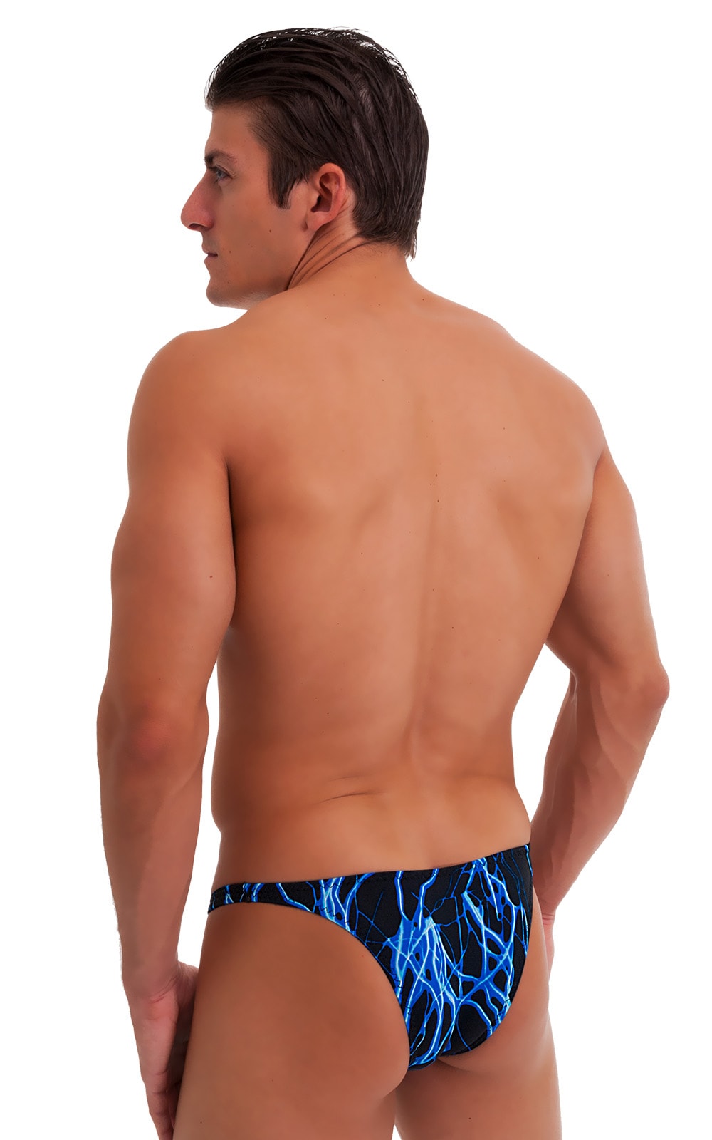 Rio Tanning Bikini Swimsuit in Lazer Blue Lightning, Rear View