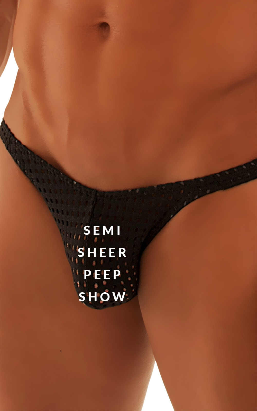 Fitted Bikini Bathing Suit in Black Peep Show, Front Alternative