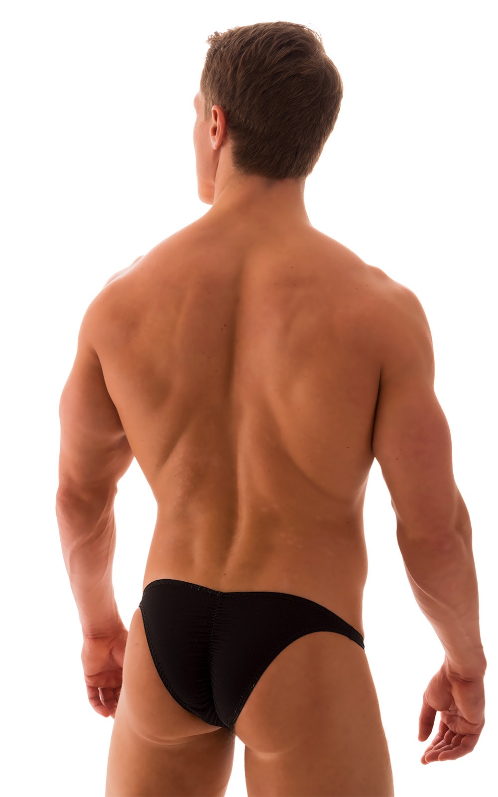 Fitted Pouch Puckered Back Bikini in ThinSKINZ Black, Rear View