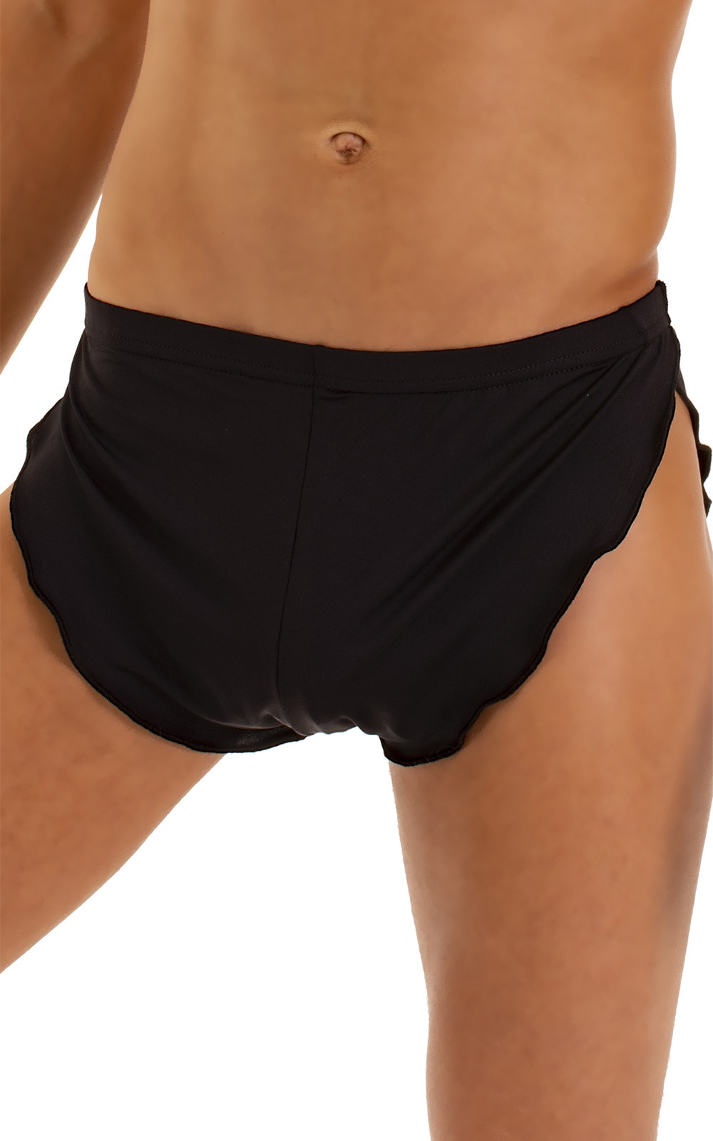 Swimsuit Cover Up Split Running Shorts in Semi Sheer Super ThinSkinz Black, Front Alternative