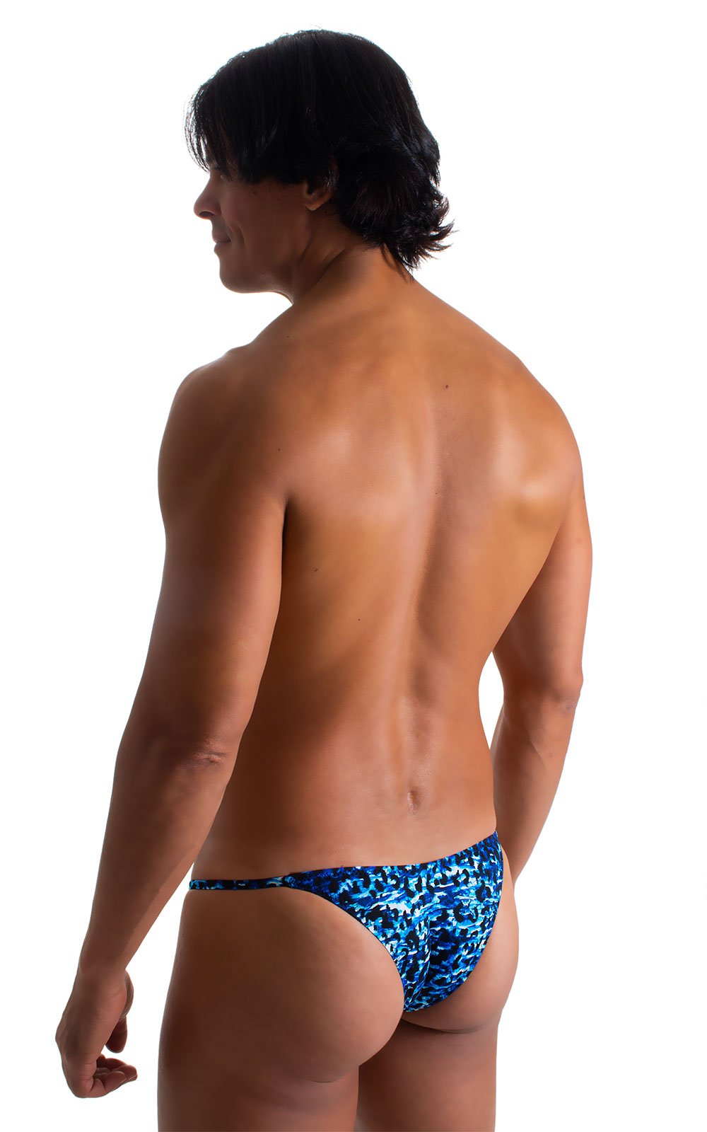 Stuffit Pouch Half Back Tanning Swimsuit in Blue Leopard 2