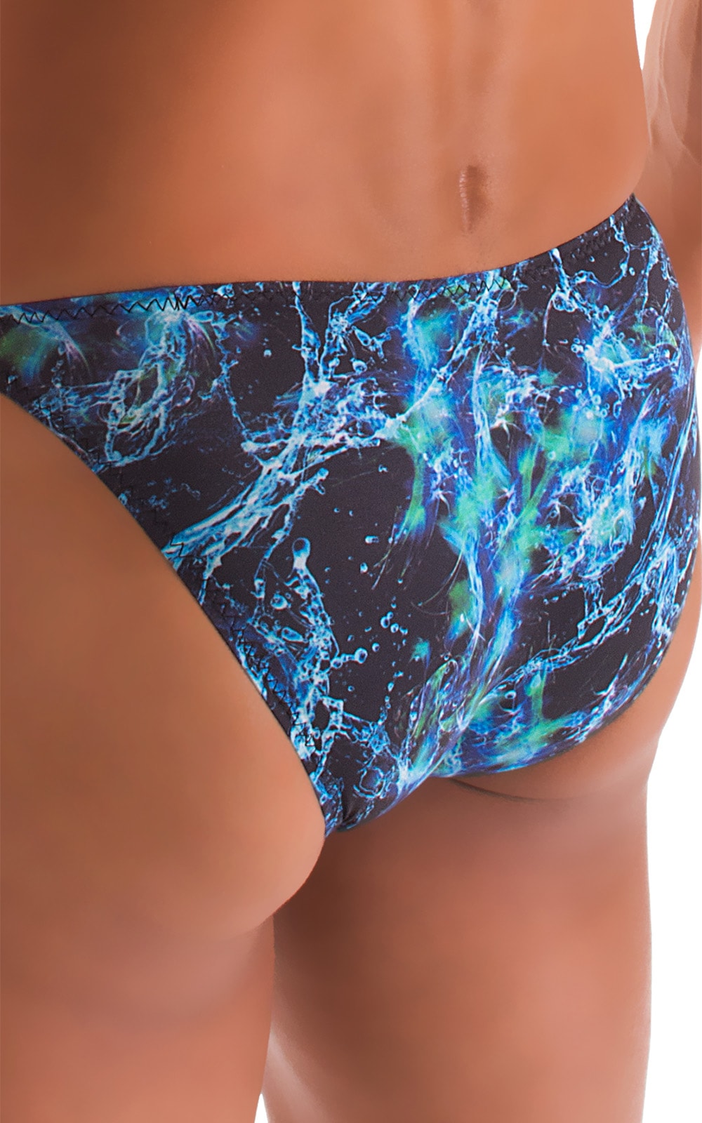 Stuffit Pouch Bikini Swimsuit in Super ThinSKINZ Dark Water, Rear Alternative