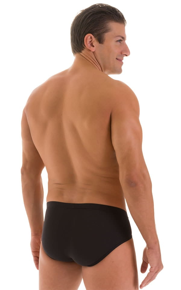 Pouch Brief Swimsuit in Super ThinSKINZ Black, Rear View
