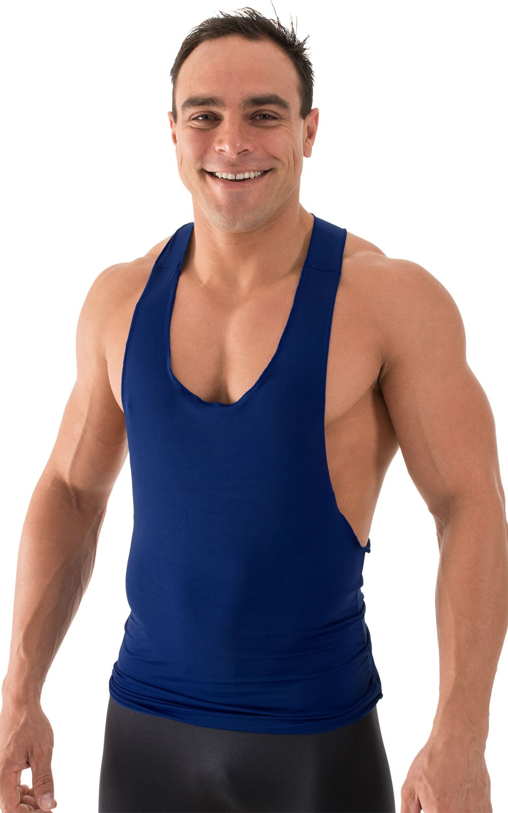 String Tank Gym Tee in ThinSKINZ Royal Blue, Front View