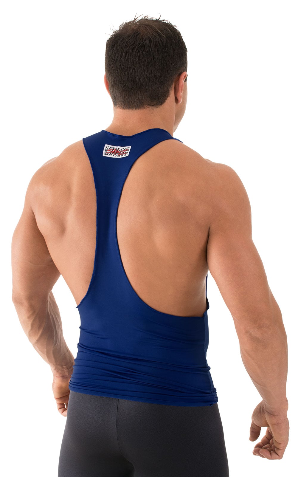 String Tank Gym Tee in ThinSKINZ Royal Blue, Rear View
