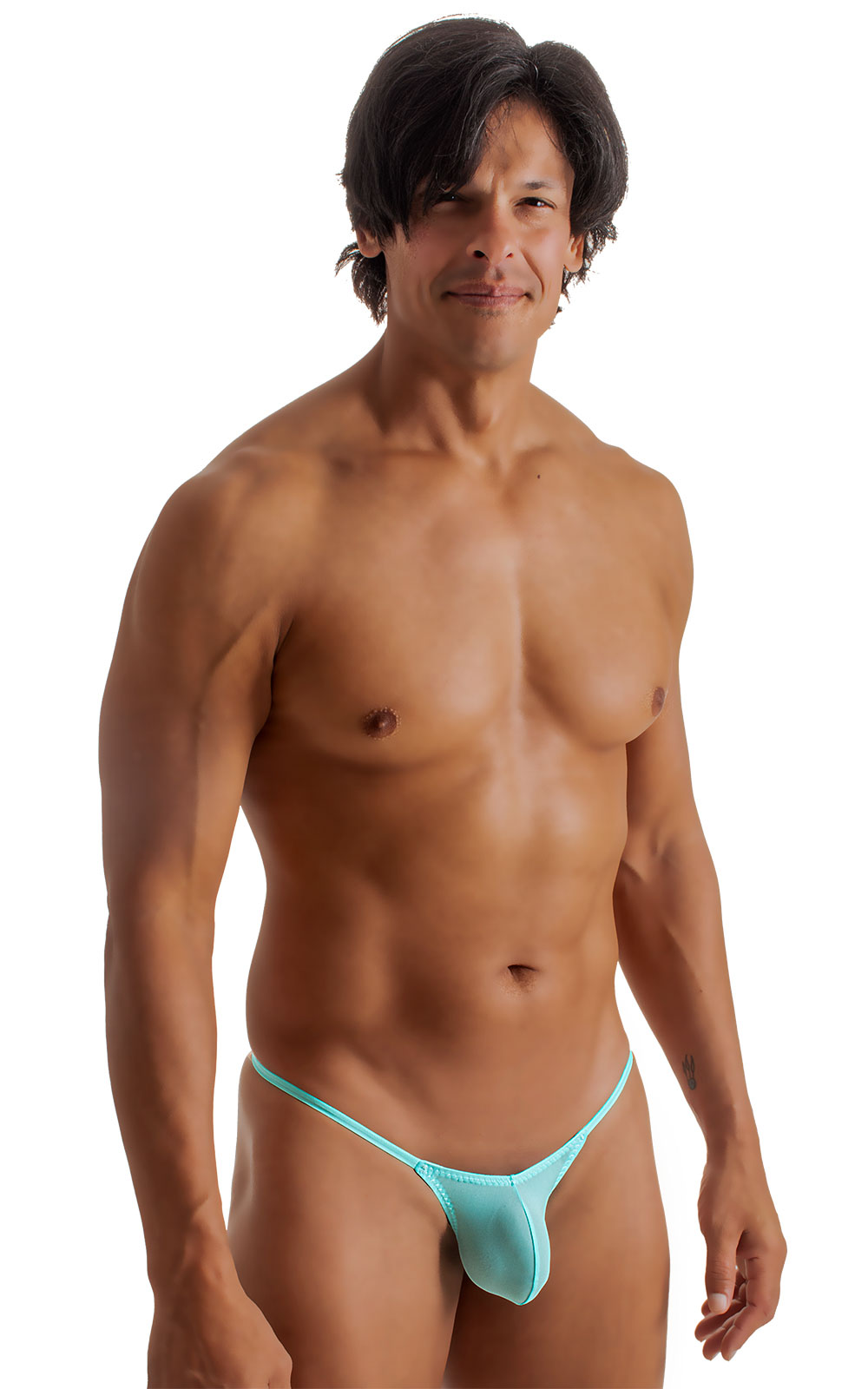 Stuffit Pouch G String Swimsuit in Super ThinSKINZ Sky 7