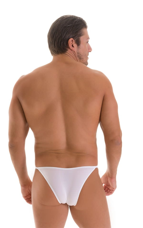 Stuffit Pouch Half Back Tanning Swimsuit in Super ThinSKINZ White, Rear View