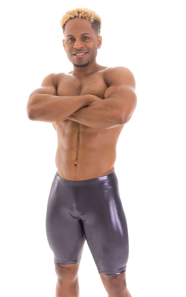 Lycra Bike Length Shorts in Ice Karma Nero, Front View