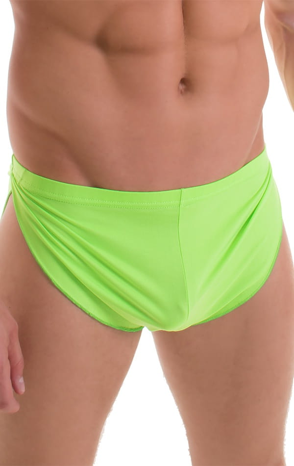 Swimsuit Cover Up Split Running Shorts in ThinSKINZ Lime 4