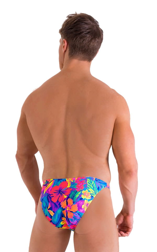 Smooth Front Bikini Bathing Suit in Hawaiian Floral, Rear View