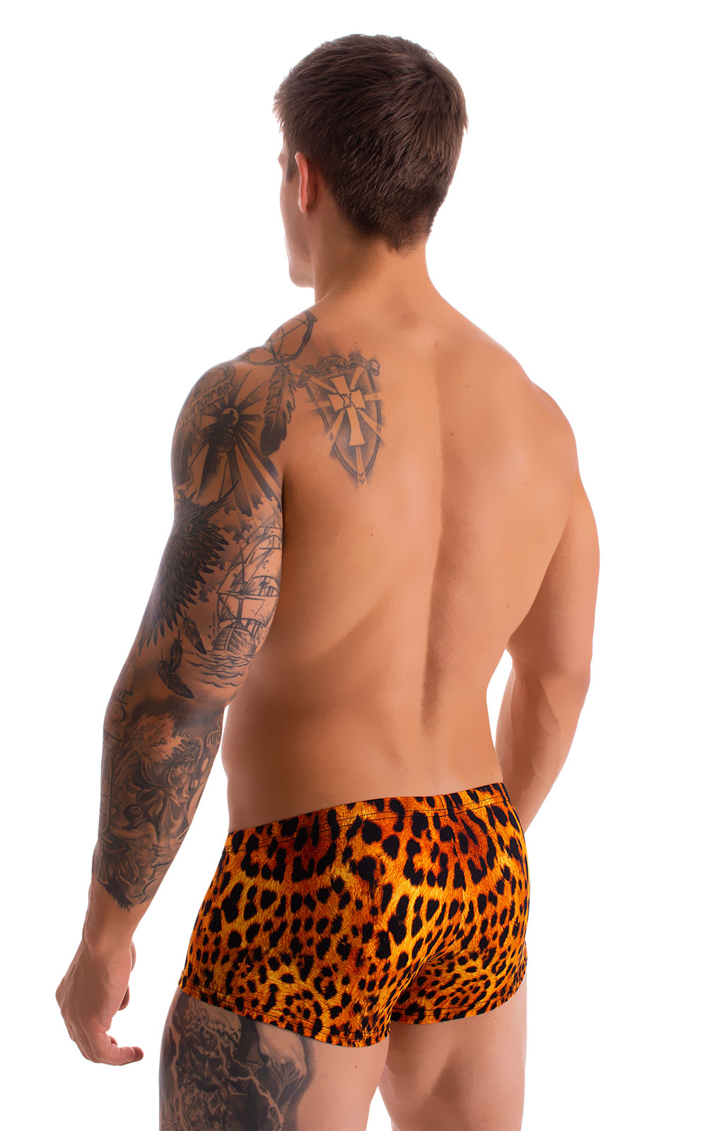 Fitted Pouch - Boxer - Swim Trunks in Golden Leopard 4