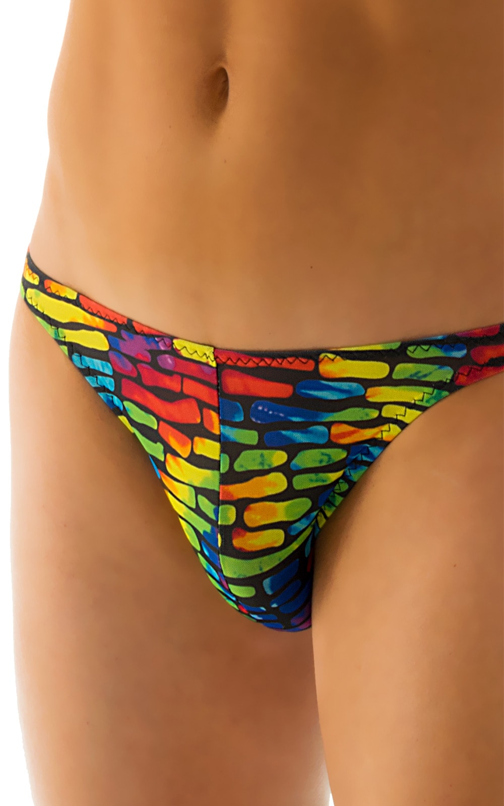 Bikini-Brief Swimsuit in Tan Through Technicolor, Front Alternative