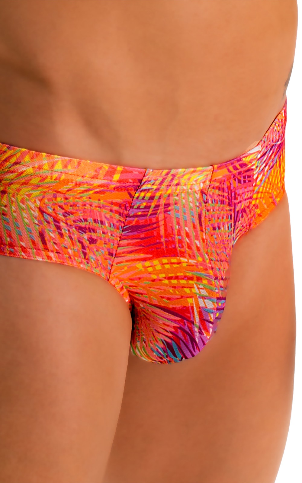Pouch Brief Swimsuit in Tan Through Orange Jungle, Front Alternative
