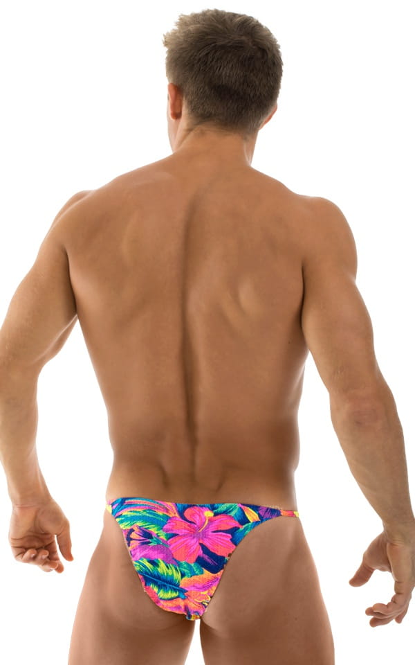 Skinny Side Half Back Swim Suit in Tahitian Tan Through, Rear View