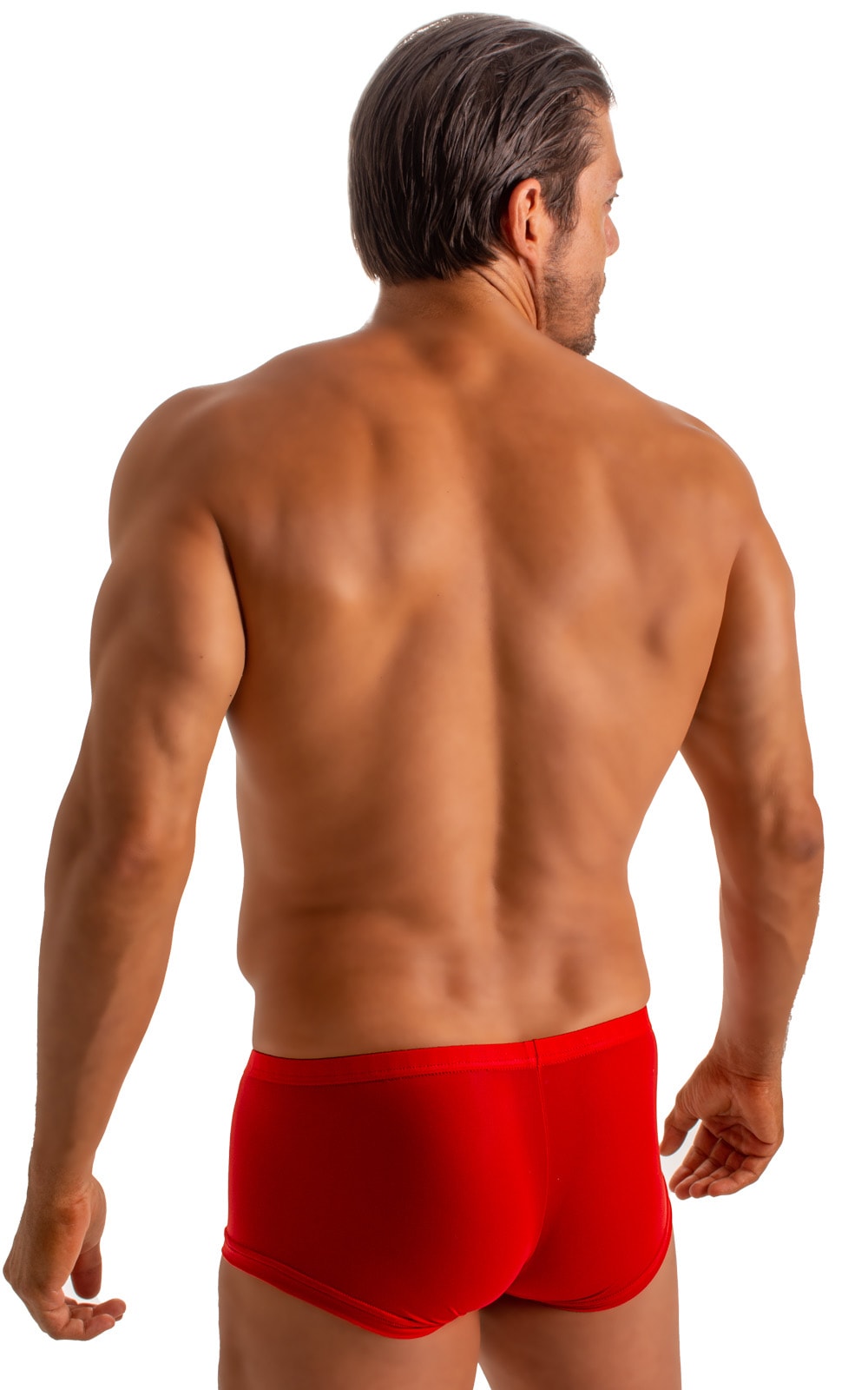 Extreme Low Square Cut Swim Trunks in Super ThinSKINZ Candy 8