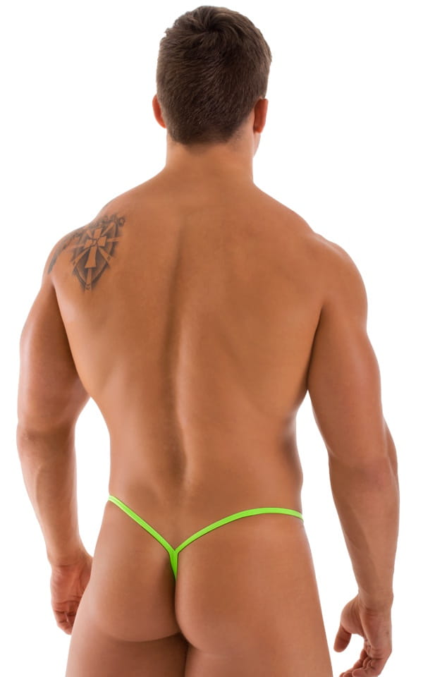 Y Back G String Thong in Semi Sheer ThinSkinz Neon Lime