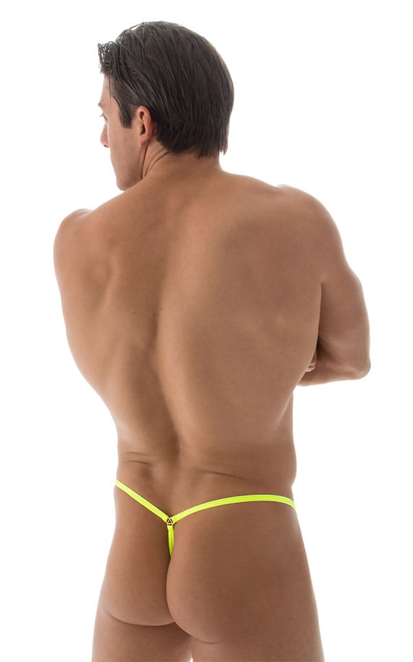 Crixus G String Swim Suit in ThinSKINZ Chartreuse, Rear View