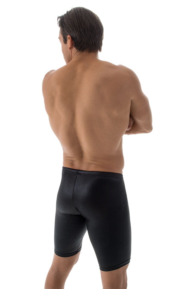 Swim-Dive Competition Watersports Shorts in Wet Look Black, Rear View
