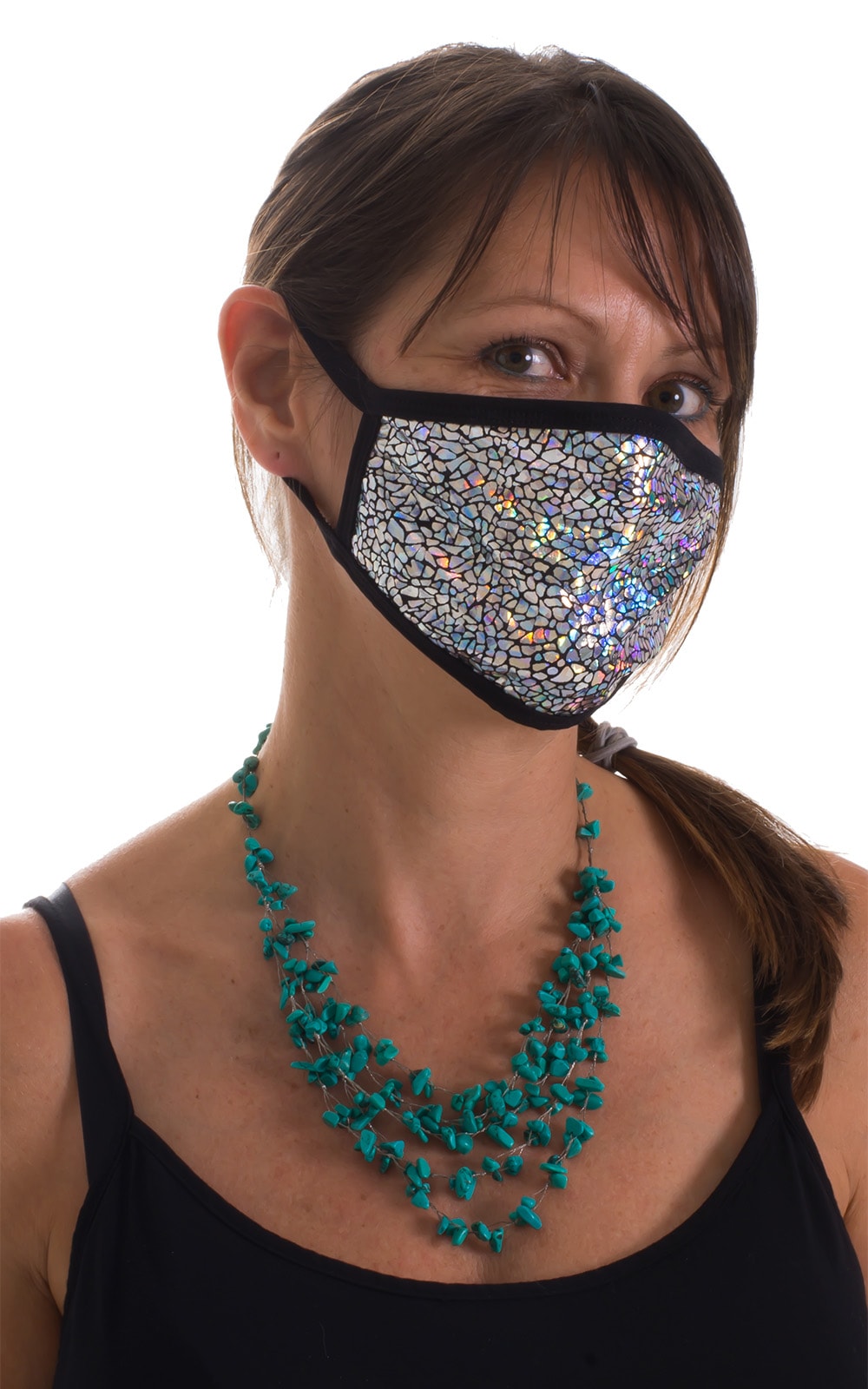 Designer - Fashion Diamonds - Black 2-ply face mask 2