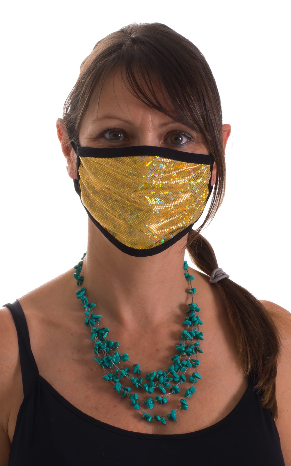 Designer - Fashion Holographic Gold - Black 2-ply face mask 1