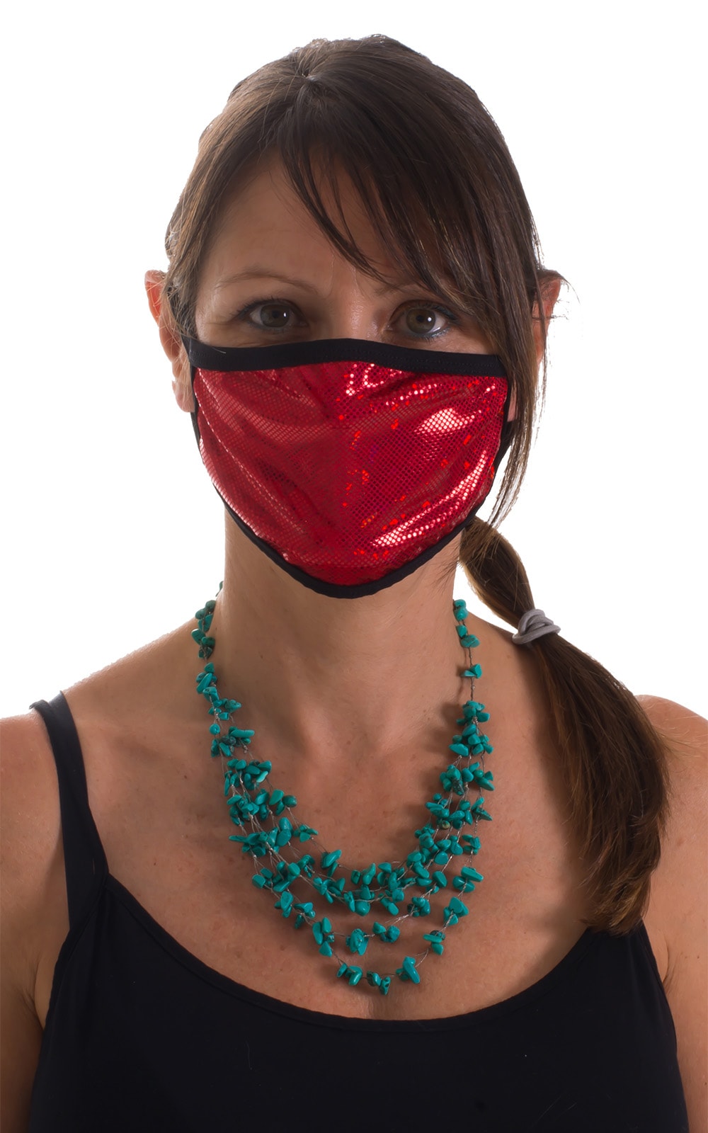 Designer - Fashion Holographic Red - Black 2-ply face mask 1