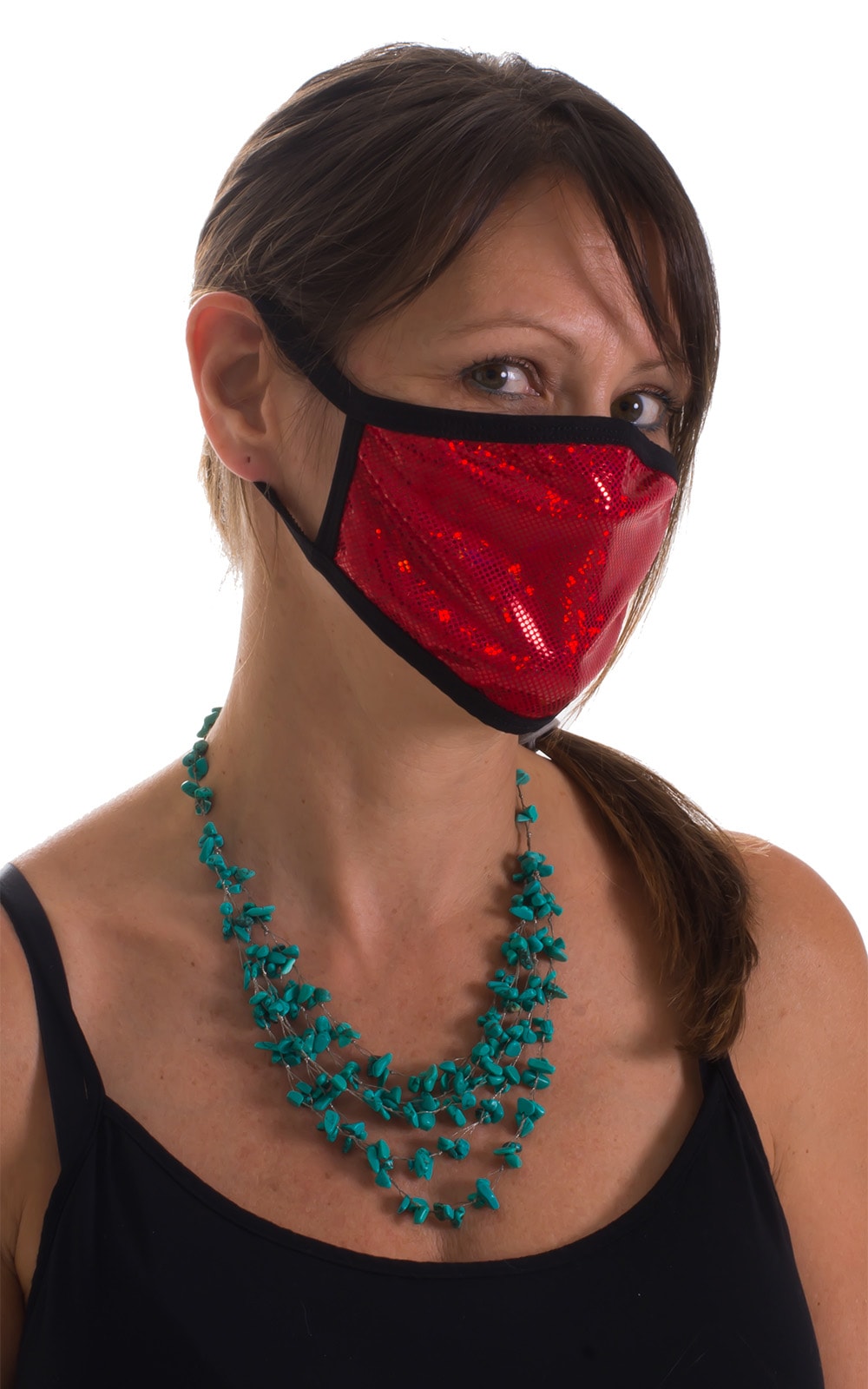 Designer - Fashion Holographic Red - Black 2-ply face mask 2