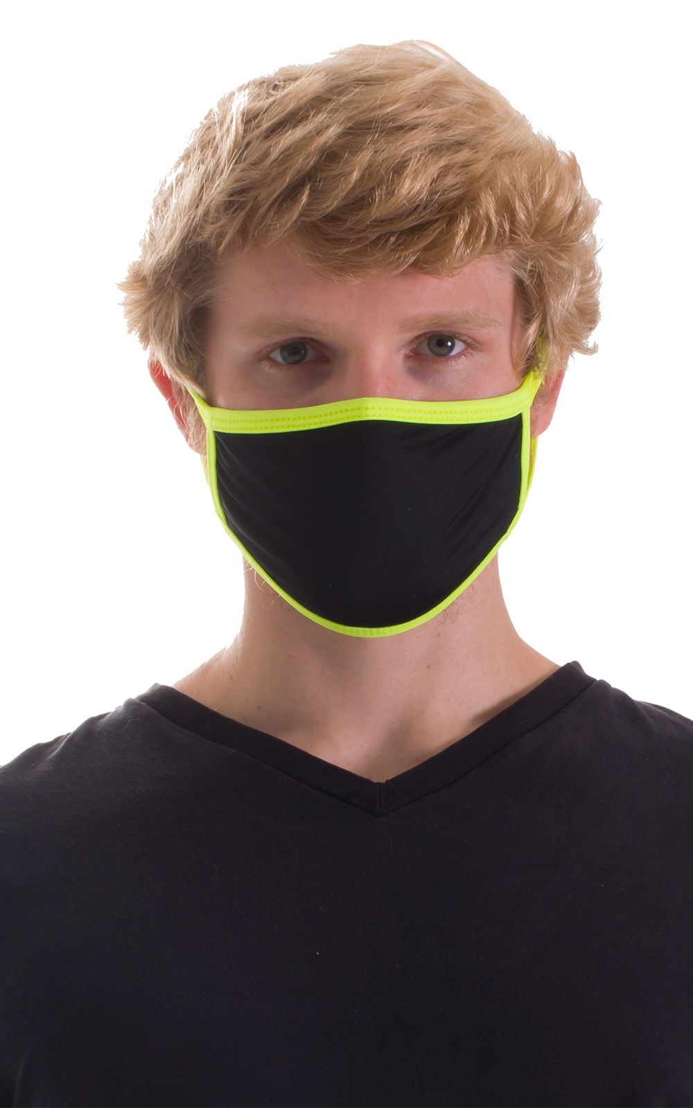 Black-Chartreuse 2-ply face mask 1