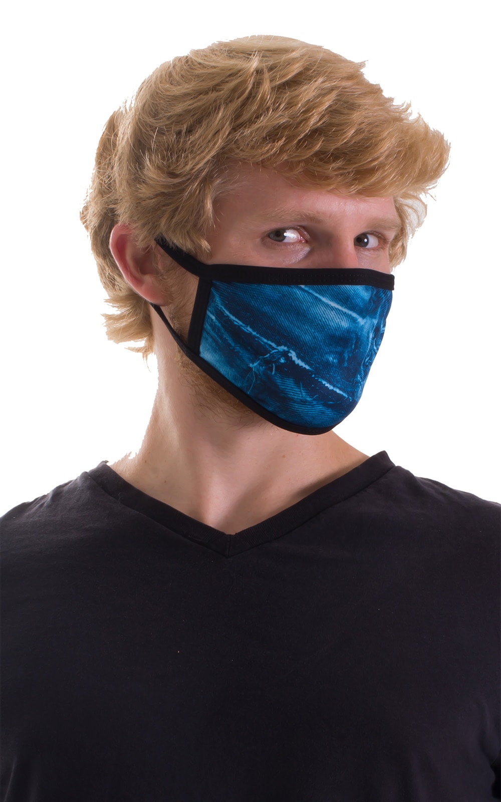 Denim Pockets-Black 2-ply face mask 6