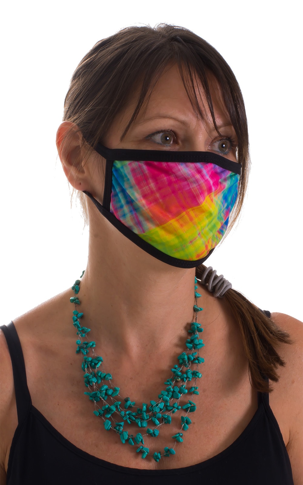 Diagonal Plaid-Black 2-ply face mask 2