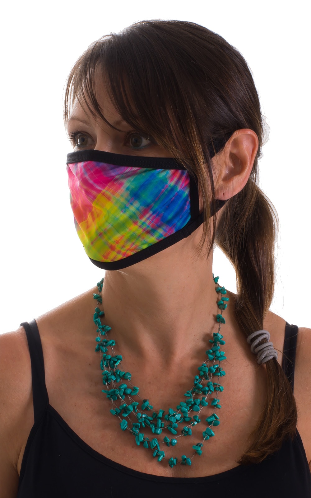 Diagonal Plaid-Black 2-ply face mask 3