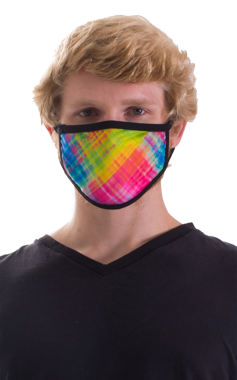 Diagonal Plaid-Black 2-ply face mask 4