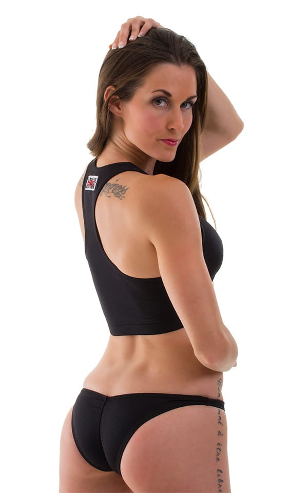 Womens Swim and Sport Top in Black, Rear View