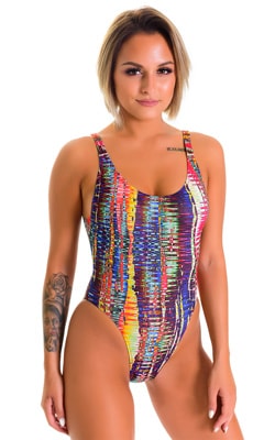 Baywatch One Piece Swimsuit in Tan Through Frequency, Front View
