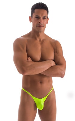 Stuffit Pouch Half Back Tanning Swimsuit in Acid Lime Super Cire, Front View