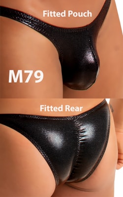Mens Micro Fitted Pouch and Rear Bikini Swimsuit in Rockstar Metallic Black 1