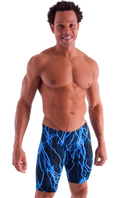Extreme Lycra Jammer Shorts in Blue Lightning, Front View