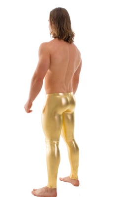Mens Low Rise Leggings Tights in Liquid Gold, Rear View