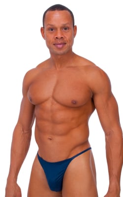 Skinny Side Half Back Swim Suit in Dark Navy Blue, Front View