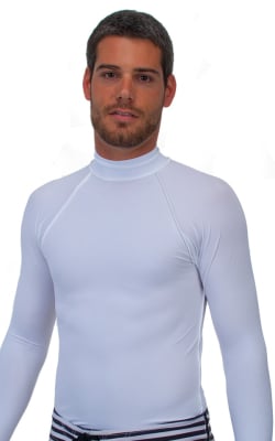 Swim Skin Rash Guard in White Tricot nylon/lycra, Front View