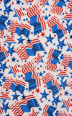 swimwear fabric in USA flags print by skinzwear