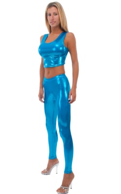 womens designer leggings fashion tights in metallic Blue