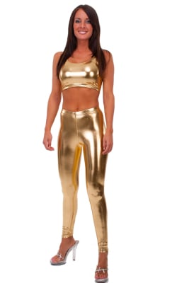 Womens Leggings - Fashion Tights in in Liquid Gold, Front View