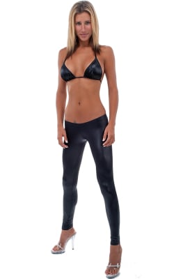 womens super low cut designer leggings rock star fashion tights in shiny black
