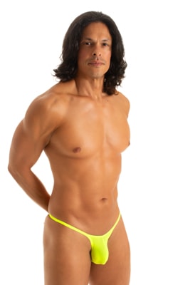 most popular mens sexy micro string bikini swimsuit by skinz swimwear in Semi Sheer Super ThinSkinz Lemon-Lime