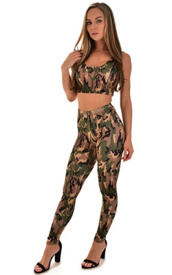High Waisted Leggings in Camo, Front View
